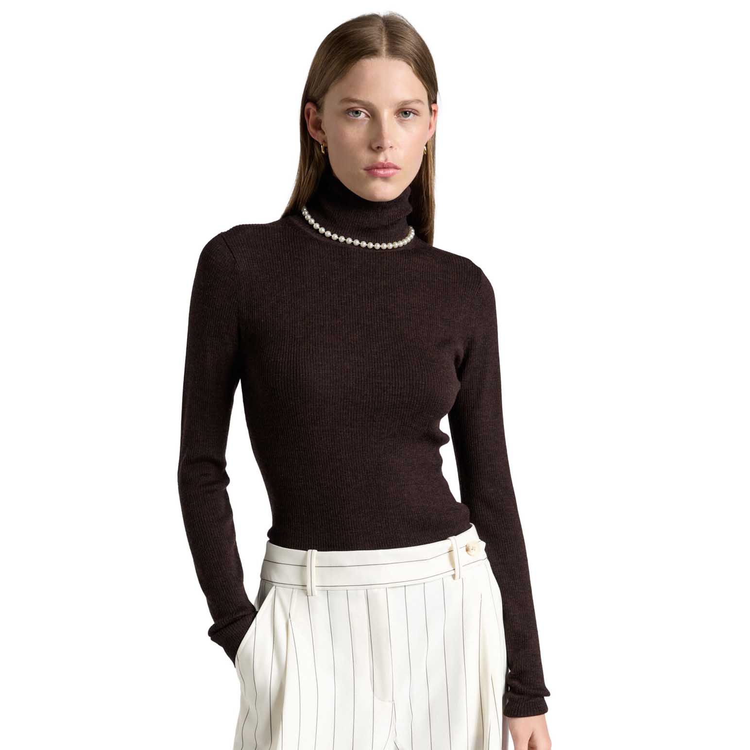 Cue Merino Turtle Neck Ribbed Knit
